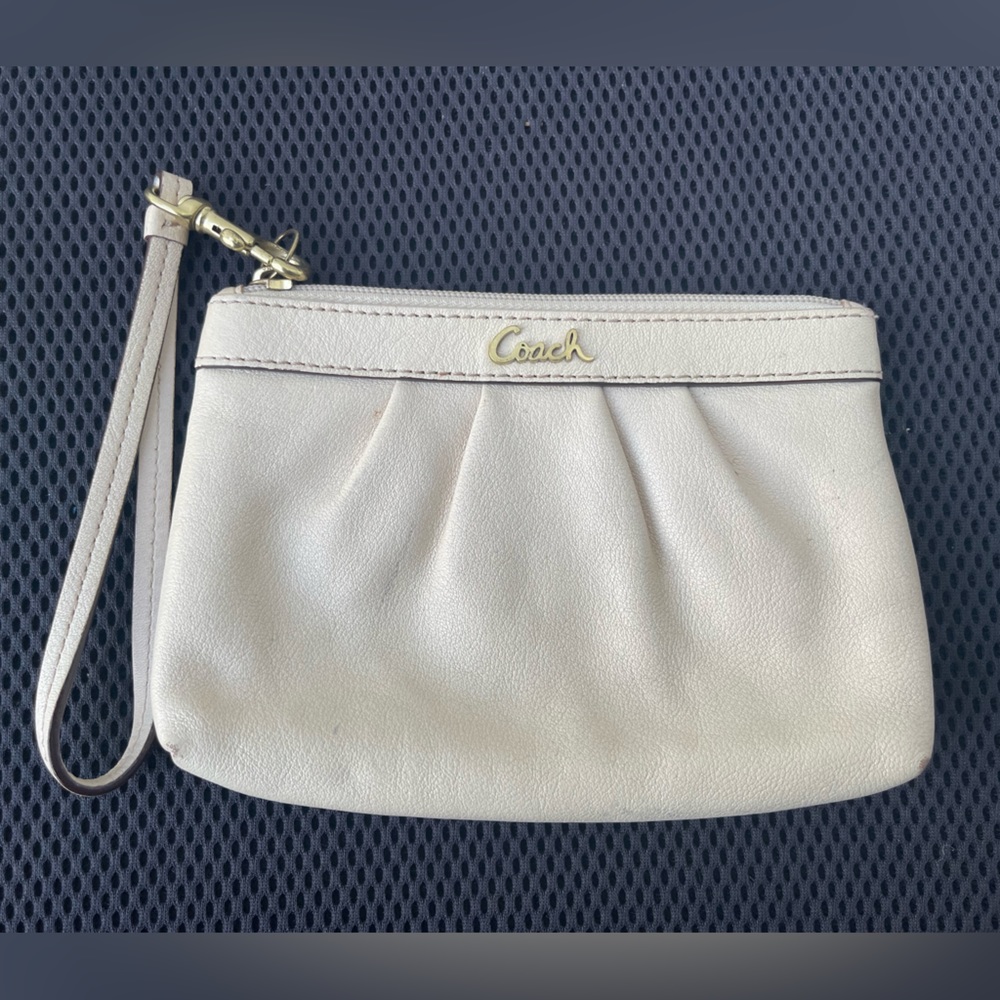 Coach cream wristlet